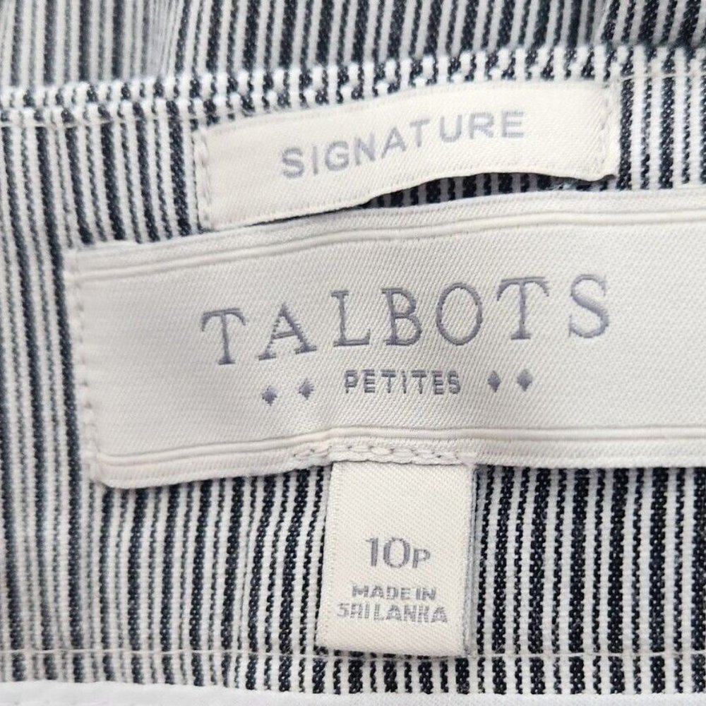 Talbots Signature Women Size 10P 10 Petite Black White Pinstripe Capri Crop Pant - Picture 6 of 6